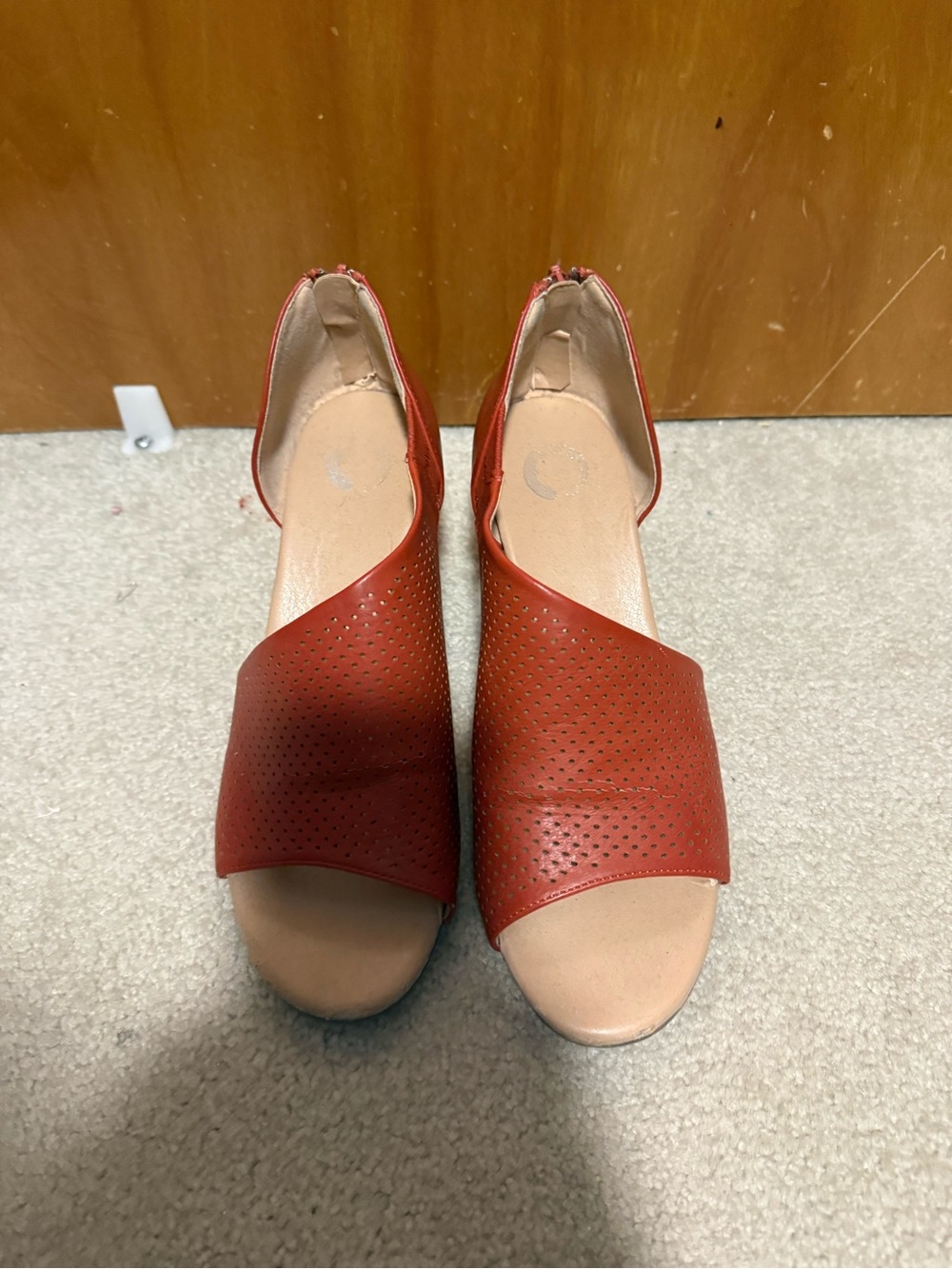 Journee Collection terra-cotta Perforated Wedge Slide Sandals